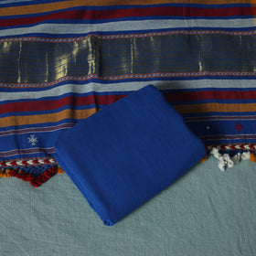 Kutch Bhujodi Handloom Kala Cotton 3pc Unstitched Dress Material Suit Set 02