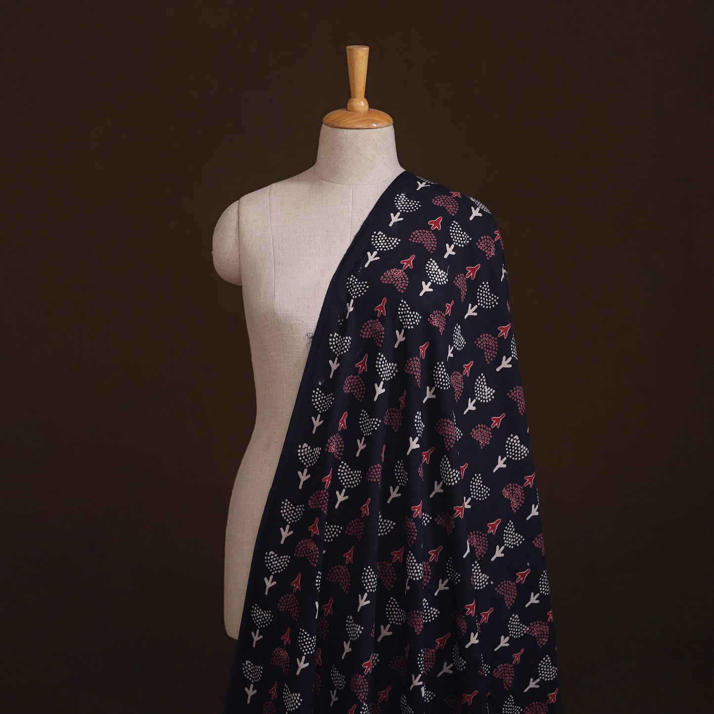 Natural Dyed Dabu Bagru Print Cotton Fabric 05