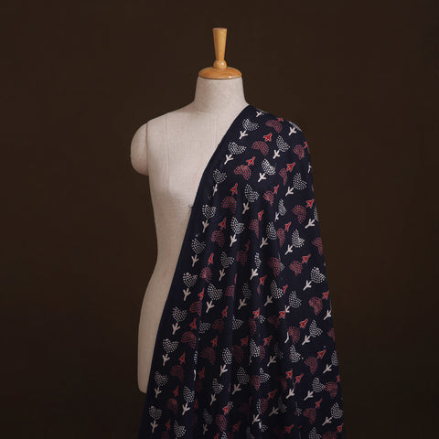Natural Dyed Dabu Bagru Print Cotton Fabric 05