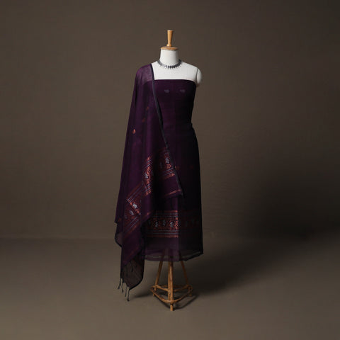 Handwoven Phulia Jamdani Pure Linen 2pc Unstitched Dress Material Kurta Set 05