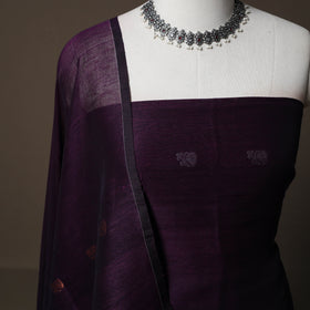 Handwoven Phulia Jamdani Pure Linen 2pc Unstitched Dress Material Kurta Set 05