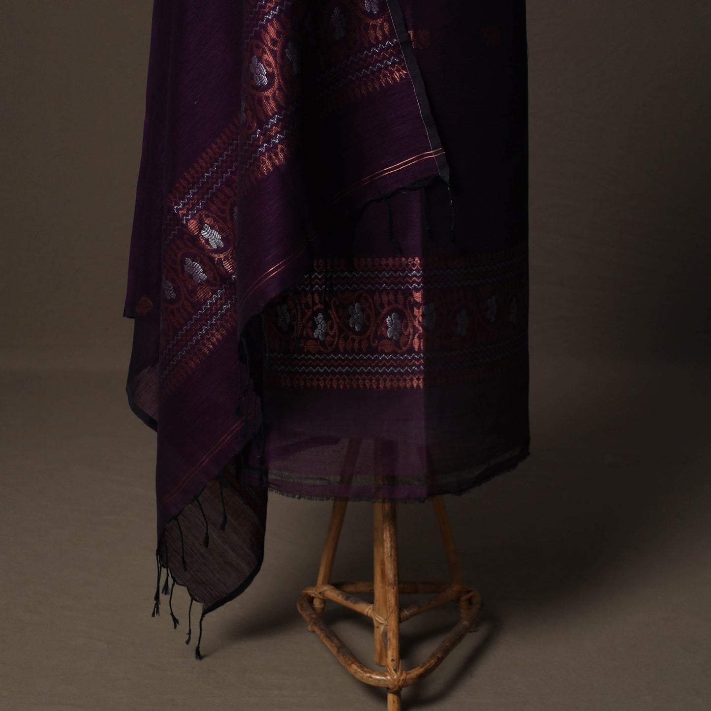 Handwoven Phulia Jamdani Pure Linen 2pc Unstitched Dress Material Kurta Set 05