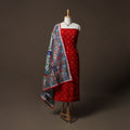 Bandhani Tie-Dye Cotton 2pc Unstitched Dress Material Kurta Set with Jewellery 12