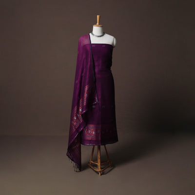 Handwoven Phulia Jamdani Pure Linen 2pc Unstitched Dress Material Kurta Set 07