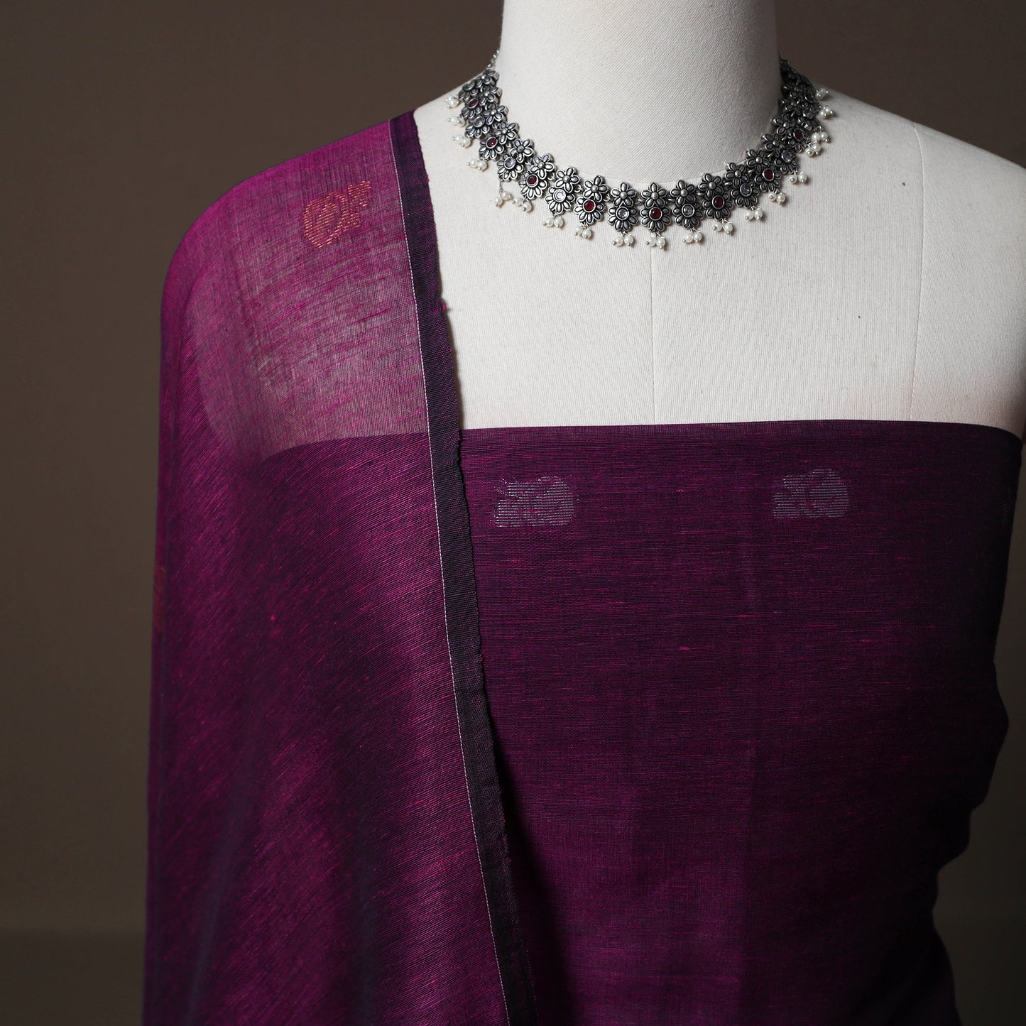 Handwoven Phulia Jamdani Pure Linen 2pc Unstitched Dress Material Kurta Set 07