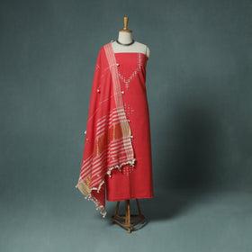 Kutch Bhujodi Handloom Kala Cotton 3pc Unstitched Dress Material Suit Set 02