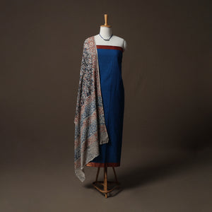 Mangalagiri Handwoven Cotton 2pc Unstitched Dress Material Kurta Set with Jewellery 16