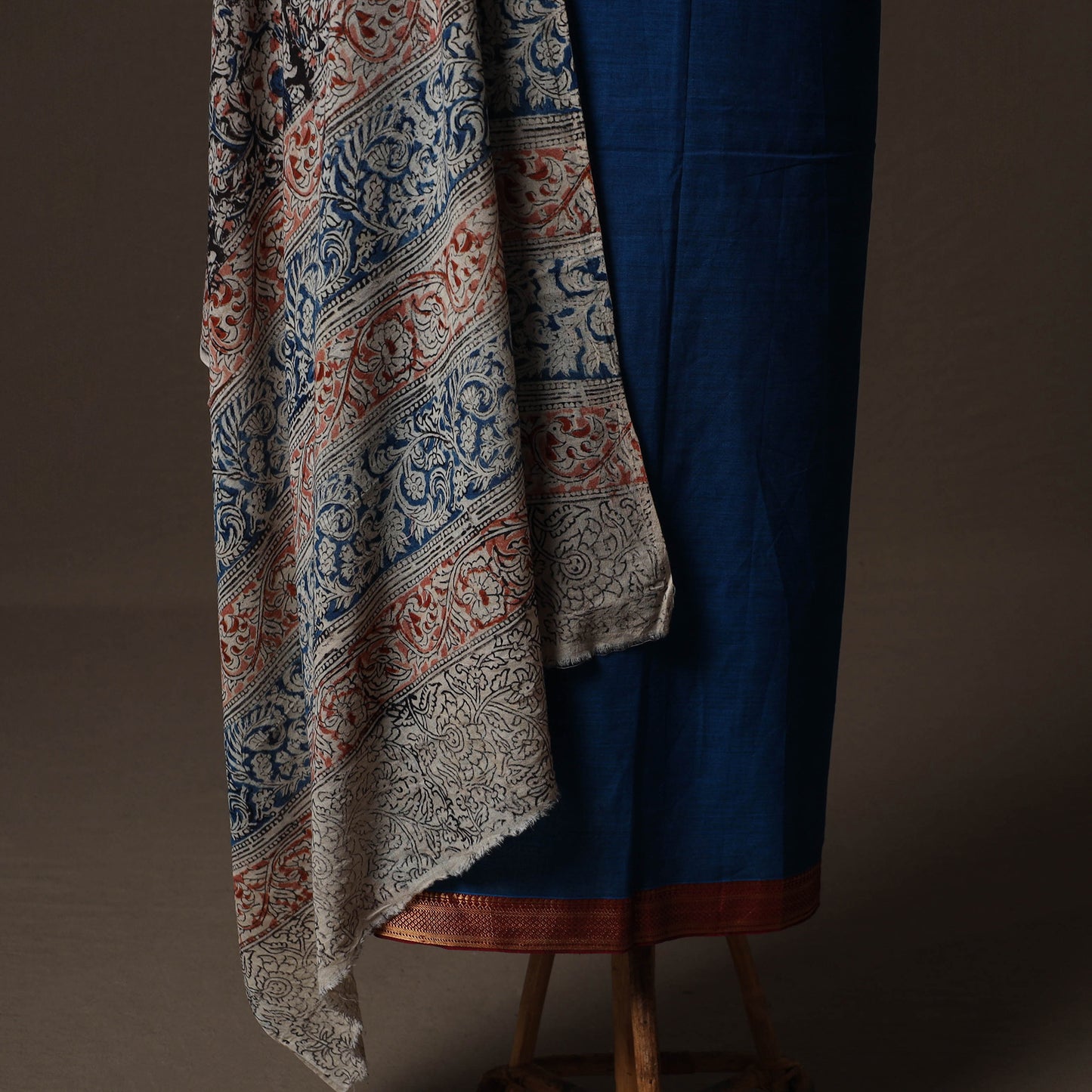 Mangalagiri Handwoven Cotton 2pc Unstitched Dress Material Kurta Set with Jewellery 16