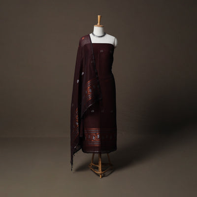 Handwoven Phulia Jamdani Pure Linen 2pc Unstitched Dress Material Kurta Set 12