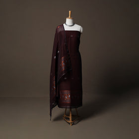 Handwoven Phulia Jamdani Pure Linen 2pc Unstitched Dress Material Kurta Set 12