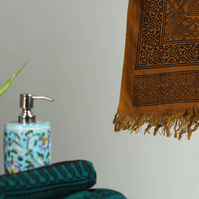 Orange Bagh Hand Block Print Cotton Handloom Towel