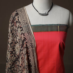 Mangalagiri Handwoven Cotton 2pc Unstitched Dress Material Kurta Set with Jewellery 01