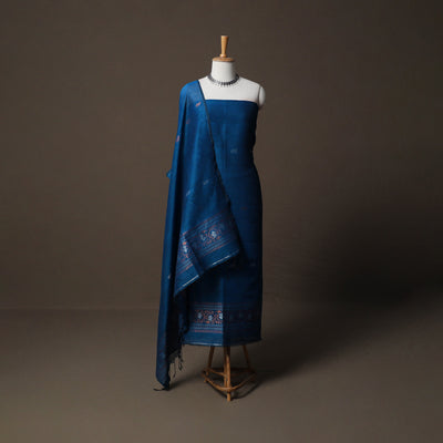 Handwoven Phulia Jamdani Pure Linen 2pc Unstitched Dress Material Kurta Set 13