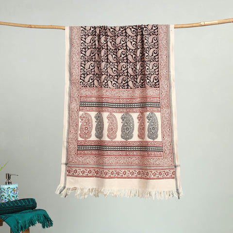 Red - bagh hand cotton handloom towel 13 - handcrafted