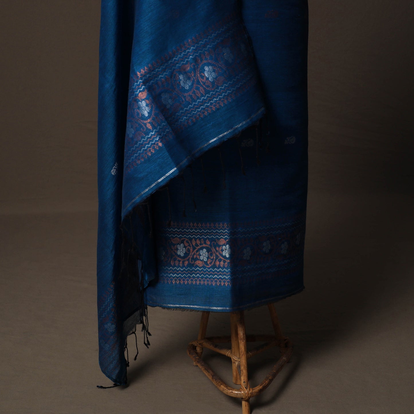 Handwoven Phulia Jamdani Pure Linen 2pc Unstitched Dress Material Kurta Set 13