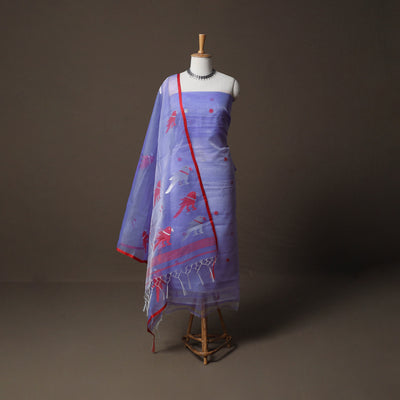 Handwoven Phulia Jamdani Muslin Silk 2pc Unstitched Dress Material Kurta Set 14