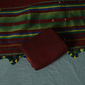 Kutch Bhujodi Handloom Kala Cotton 3pc Unstitched Dress Material Suit Set 04