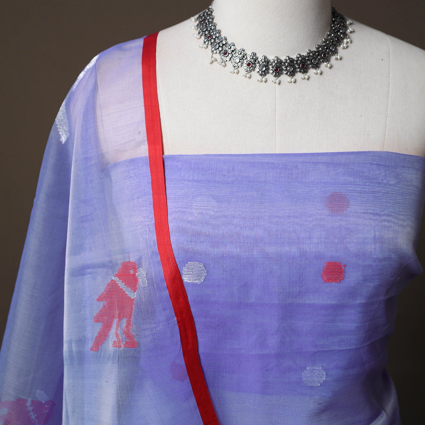 Handwoven Phulia Jamdani Muslin Silk 2pc Unstitched Dress Material Kurta Set 14