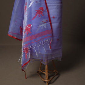 Handwoven Phulia Jamdani Muslin Silk 2pc Unstitched Dress Material Kurta Set 14