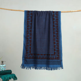 Blue - bagh hand cotton handloom towel 15 - handcrafted