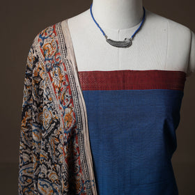 Mangalagiri Handwoven Cotton 2pc Unstitched Dress Material Kurta Set with Jewellery 03