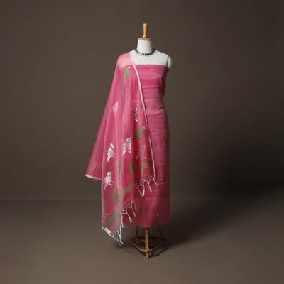 Handwoven Phulia Jamdani Muslin Silk 2pc Unstitched Dress Material Kurta Set 15