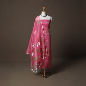 Handwoven Phulia Jamdani Muslin Silk 2pc Unstitched Dress Material Kurta Set 15
