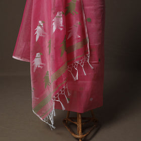Handwoven Phulia Jamdani Muslin Silk 2pc Unstitched Dress Material Kurta Set 15
