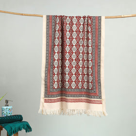 Red Bagh Hand Block Print Cotton Handloom Towel