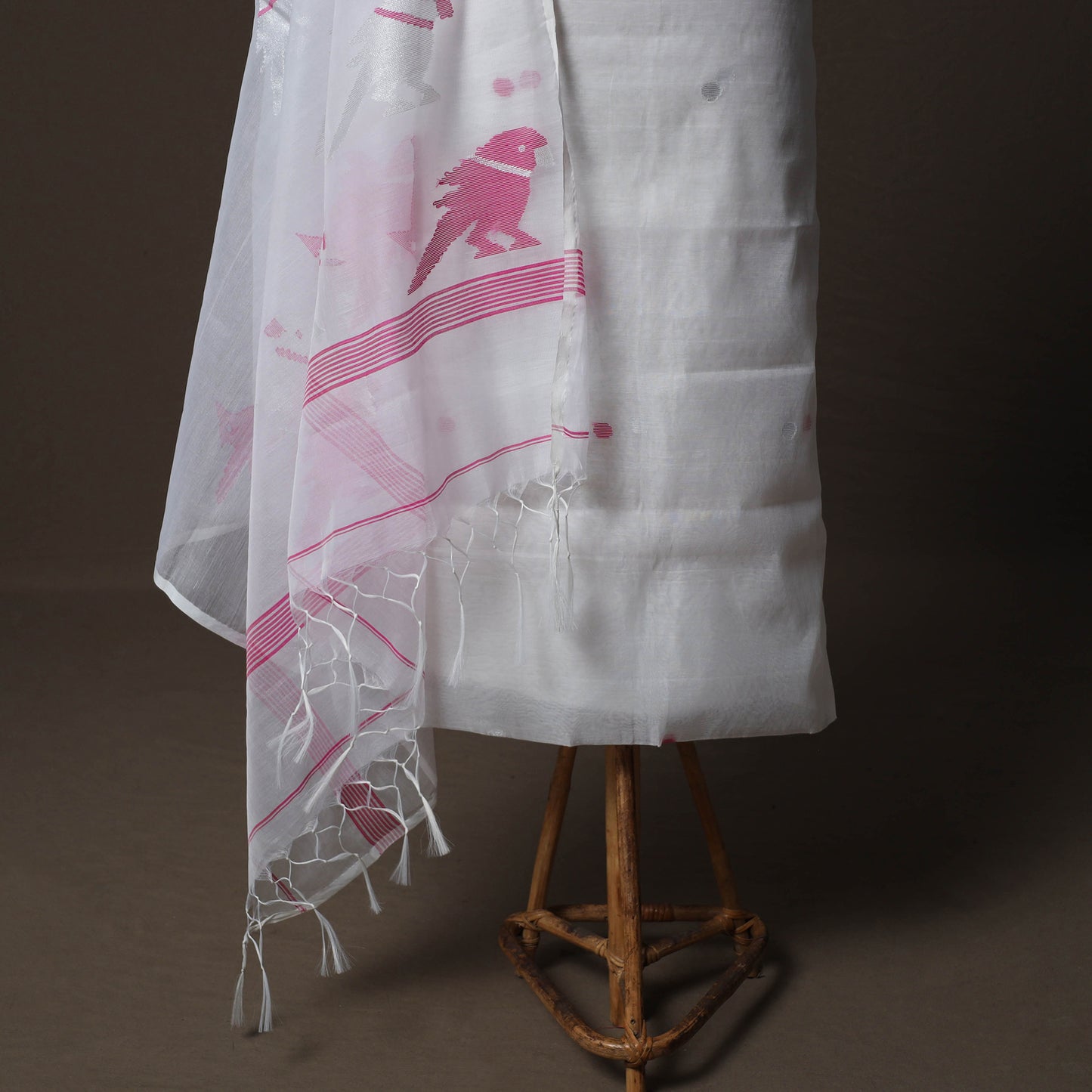 Handwoven Phulia Jamdani Muslin Silk 2pc Unstitched Dress Material Kurta Set 16