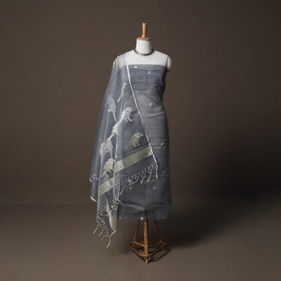 Handwoven Phulia Jamdani Muslin Silk 2pc Unstitched Dress Material Kurta Set 17