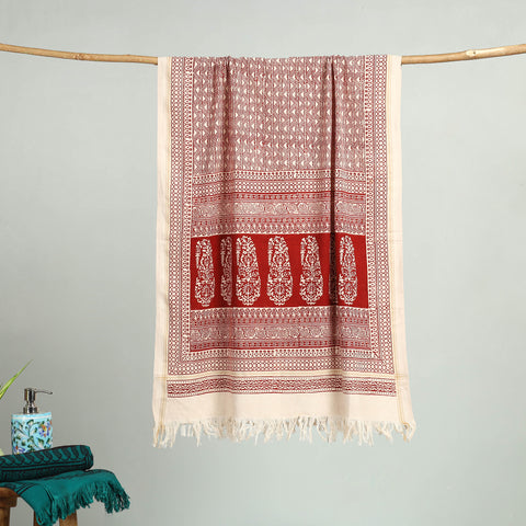 Red Bagh Hand Block Print Cotton Handloom Towel