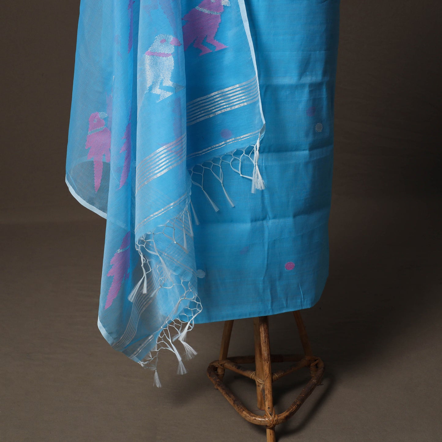Handwoven Phulia Jamdani Muslin Silk 2pc Unstitched Dress Material Kurta Set 18