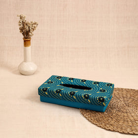 Blue - handcrafted bengal kantha work tissue box 11