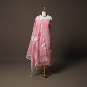 Handwoven Phulia Jamdani Muslin Silk 2pc Unstitched Dress Material Kurta Set 19