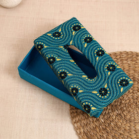 Blue - handcrafted bengal kantha work tissue box 11