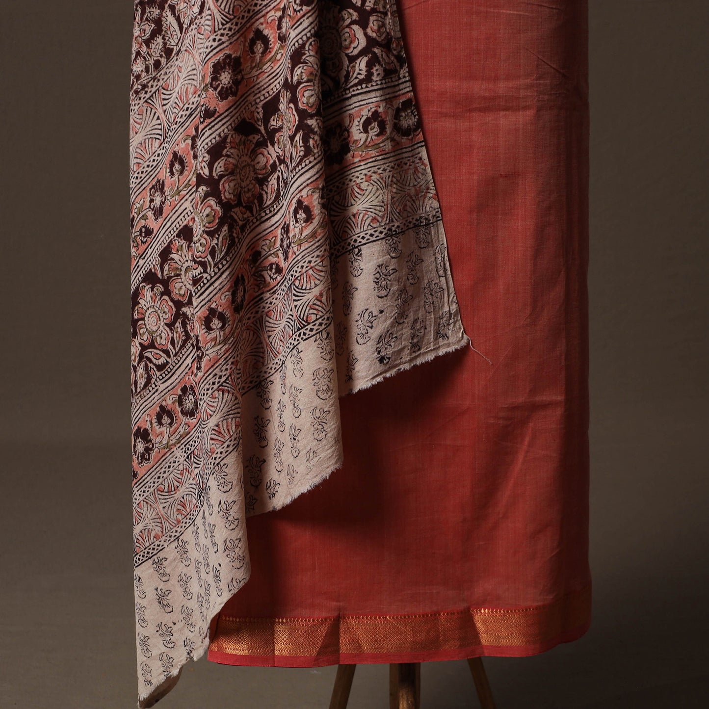 Mangalagiri Handwoven Cotton 2pc Unstitched Dress Material Kurta Set with Jewellery 07