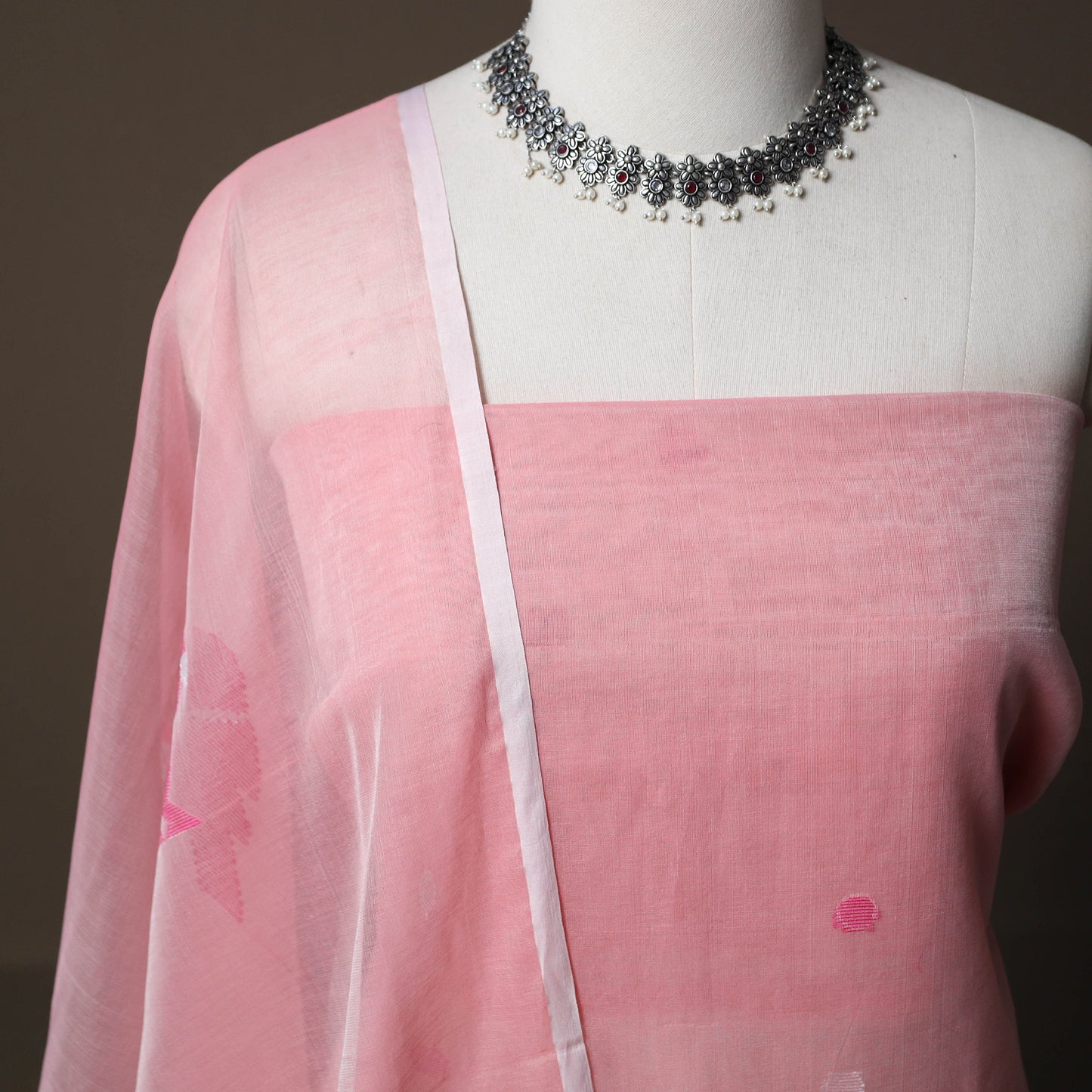 Handwoven Phulia Jamdani Muslin Silk 2pc Unstitched Dress Material Kurta Set 19