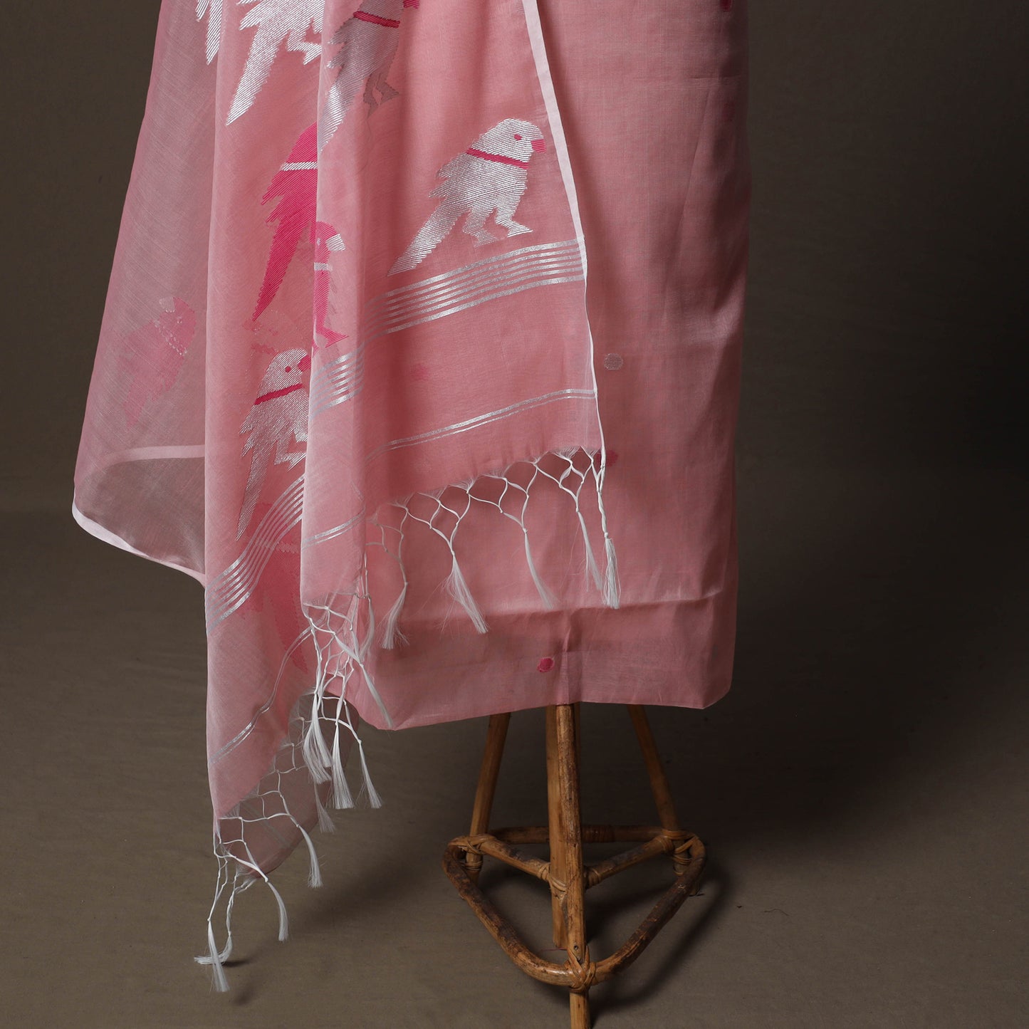 Handwoven Phulia Jamdani Muslin Silk 2pc Unstitched Dress Material Kurta Set 19