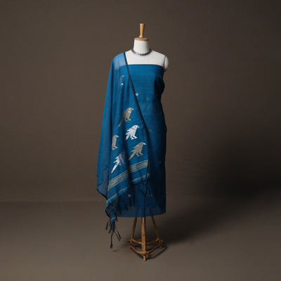 Handwoven Phulia Jamdani Muslin Silk 2pc Unstitched Dress Material Kurta Set 20