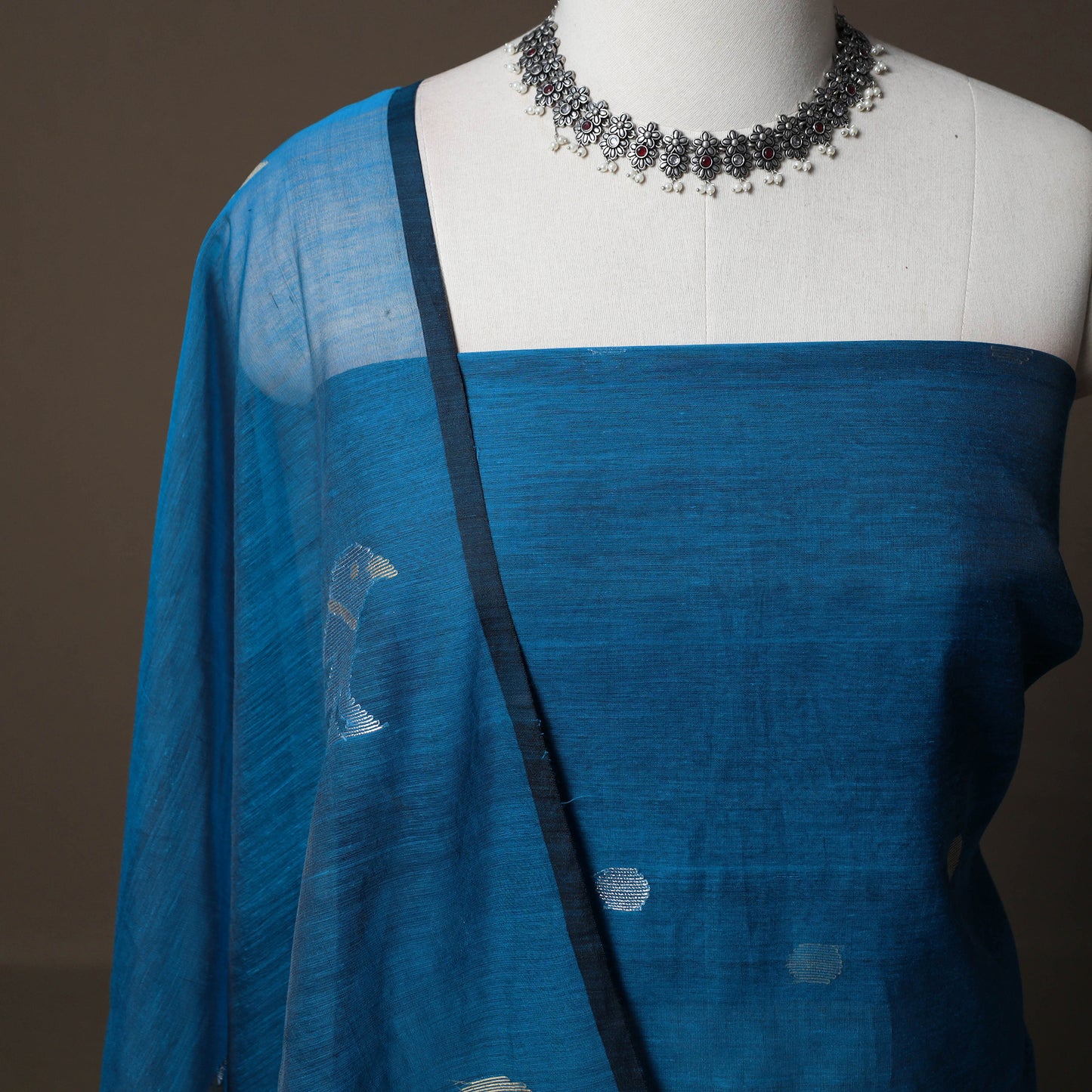 Handwoven Phulia Jamdani Muslin Silk 2pc Unstitched Dress Material Kurta Set 20
