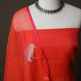 Handwoven Phulia Jamdani Muslin Silk 2pc Unstitched Dress Material Kurta Set 21