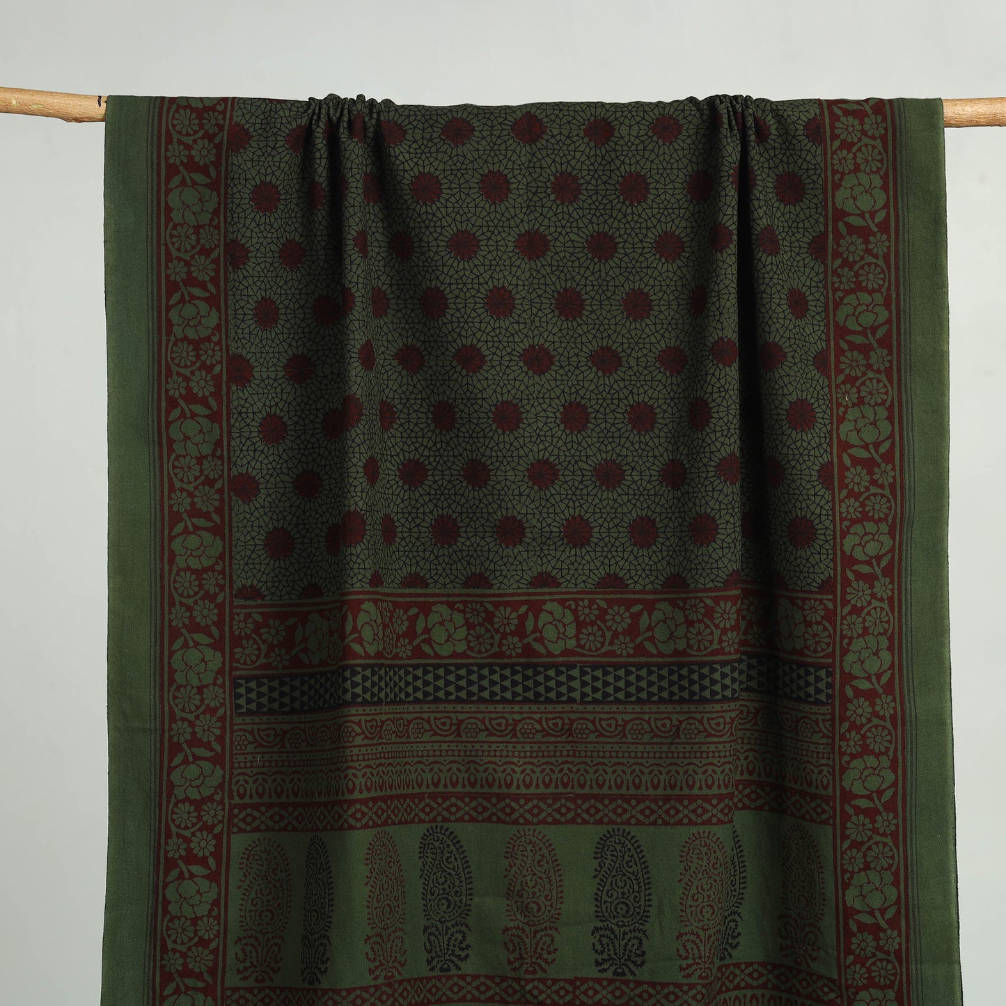 Green - bagh hand cotton handloom towel 21 - handcrafted
