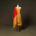 Orange - Pochampally Ikat Weave 3pc Cotton Unstitched Dress Material Suit Set 03