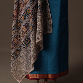 Mangalagiri Handwoven Cotton 2pc Unstitched Dress Material Kurta Set with Jewellery 09