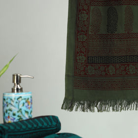 Green - bagh hand cotton handloom towel 21 - handcrafted