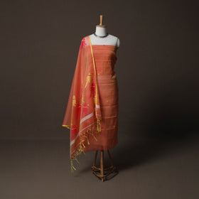 Handwoven Phulia Jamdani Muslin Silk 2pc Unstitched Dress Material Kurta Set 22