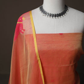 Handwoven Phulia Jamdani Muslin Silk 2pc Unstitched Dress Material Kurta Set 22