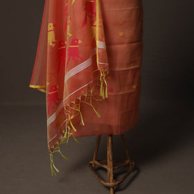 Handwoven Phulia Jamdani Muslin Silk 2pc Unstitched Dress Material Kurta Set 22