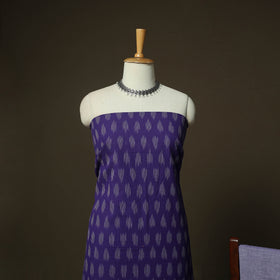 Purple - Pochampally Ikat Weave 3pc Cotton Unstitched Dress Material Suit Set 04